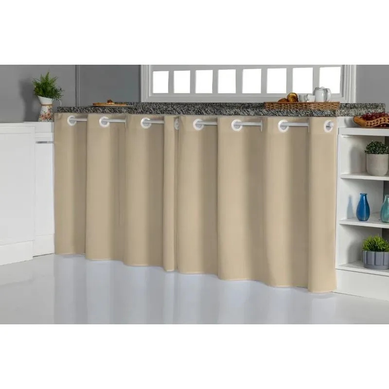 Cortina Pia Cozinha Oxford 2,80m X 0,90m - Elegância - Bege