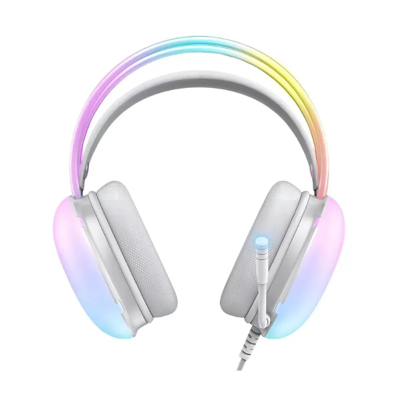 Fone De Ouvido Headset Gamer Profissional Knup Hathor Rgb Branco