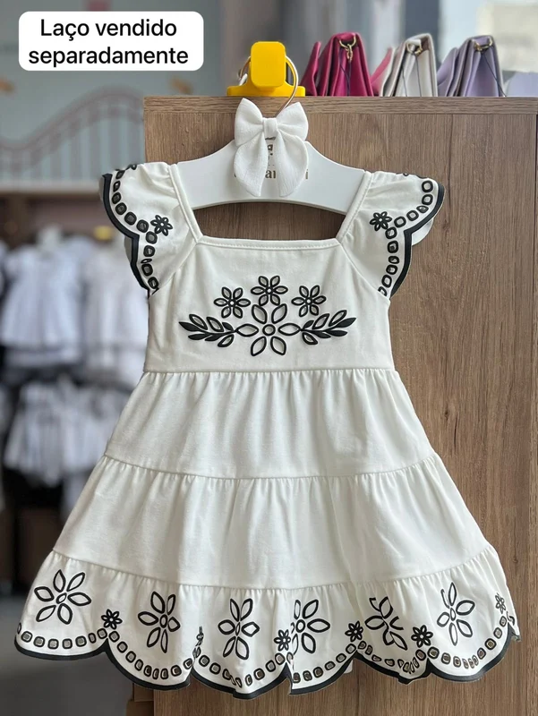 VESTIDO REGATA BABADO FLORES MENINA MILON OFF / 12