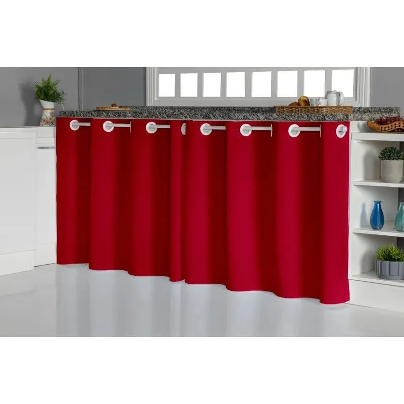 Cortina Pia Cozinha Oxford 2,80m X 0,90m - Elegân - Vermelho