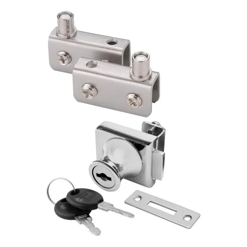 3x Par Dobradiça Vitrine Rack Com Fechadura Vidro De 5mm A 8