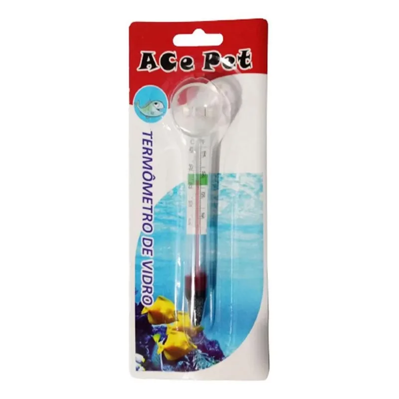 2x Termometro Vidro Ace Pet Com Ventosa Para Aquários