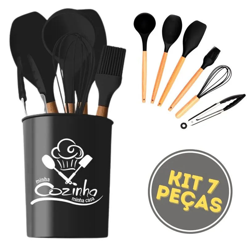 Jogo De Cozinha 7 Peças De Silicone Utensílios decoração colher concha