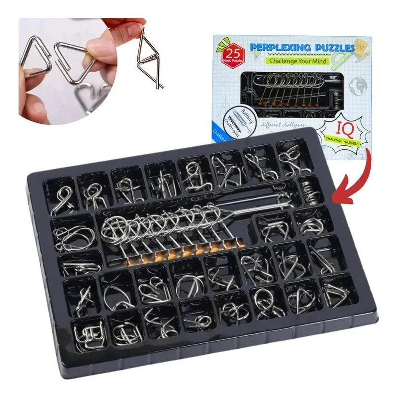 3x Kit 25 Quebra Cabeça De Metal 3d Enigma Desafio Puzzle Ga