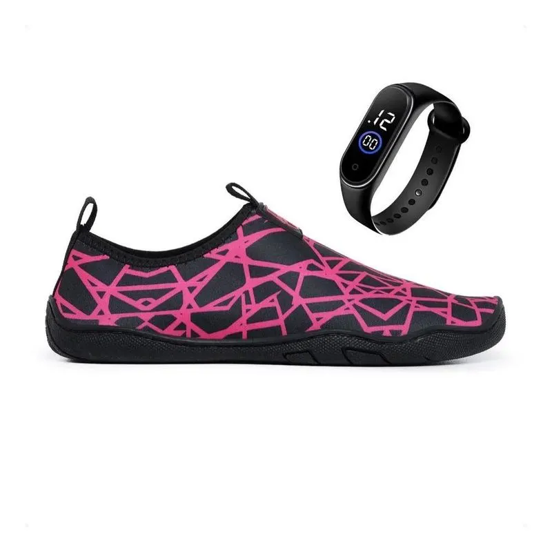 Sapatilha Aquática Neoprene Flexível Praia Natação + Preto