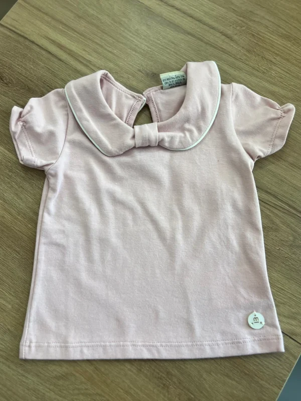 BLUSA MANGA CURTA COM ELÁSTICO GOLA LISTRA MENINA MILON Rosa / 8