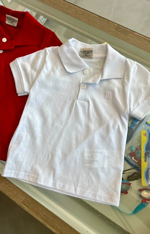 CAMISA MANGA CURTA GOLA POLO PATCH EMBORRACHADO MENINO MILON Branco / 14