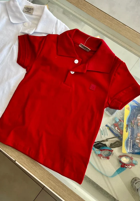 CAMISA MANGA CURTA GOLA POLO PATCH EMBORRACHADO MENINO MILON Vermelho / 1