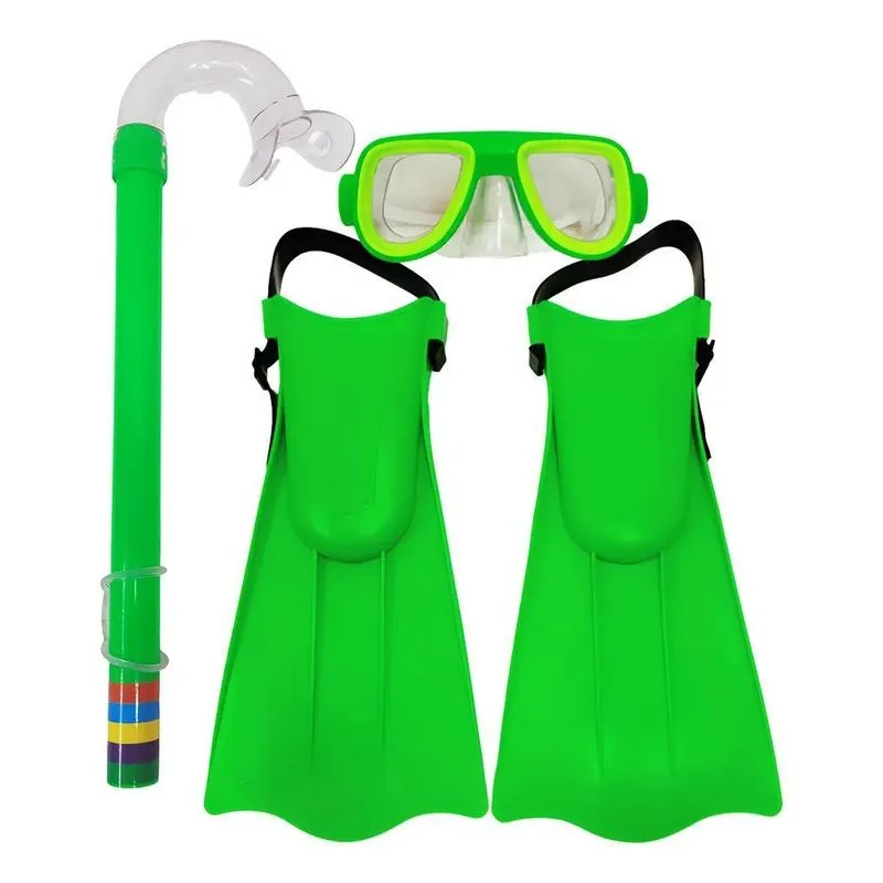 Kit Mergulho Com Nadadeira Infantil Snorkel Piscina Of Verde