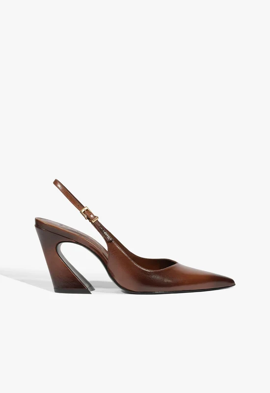 Lexi Sling Block Leather Pump 6 / Warm Toffee / Leather
