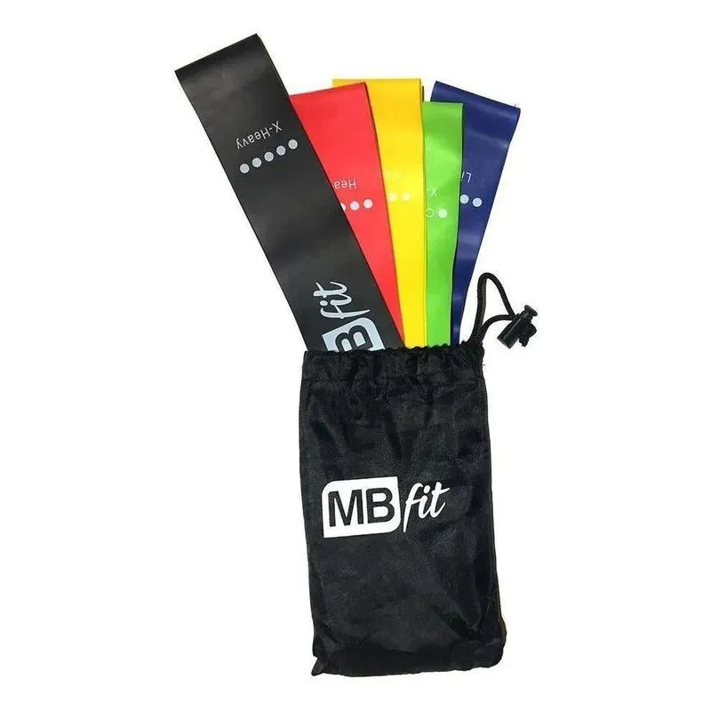 Kit 5 Faixas Elásticas Miniband 5 Resistências Treino P Casa