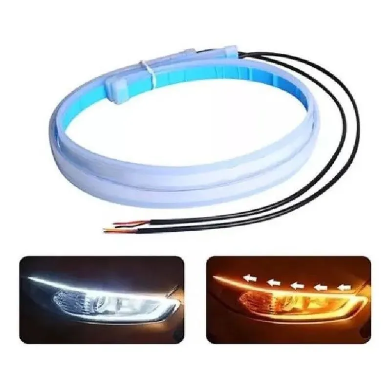 5x Kit Fita Led 60cm Drl 3k 6k Flexível Farol E Seta Univers