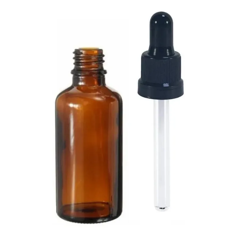 10x 02 Frasco Gotejador Conta Gotas Vidro Âmbar 30ml Tampa