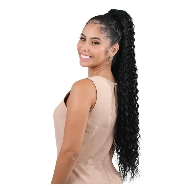 10x Aplique Rabo De Cavalo Bio Fibra Cacheado Doris 80cm
