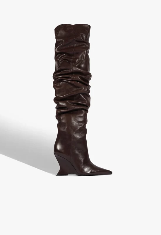 Siena OTK Slouch Leather Boot 7.5 / Dark Brown / Leather
