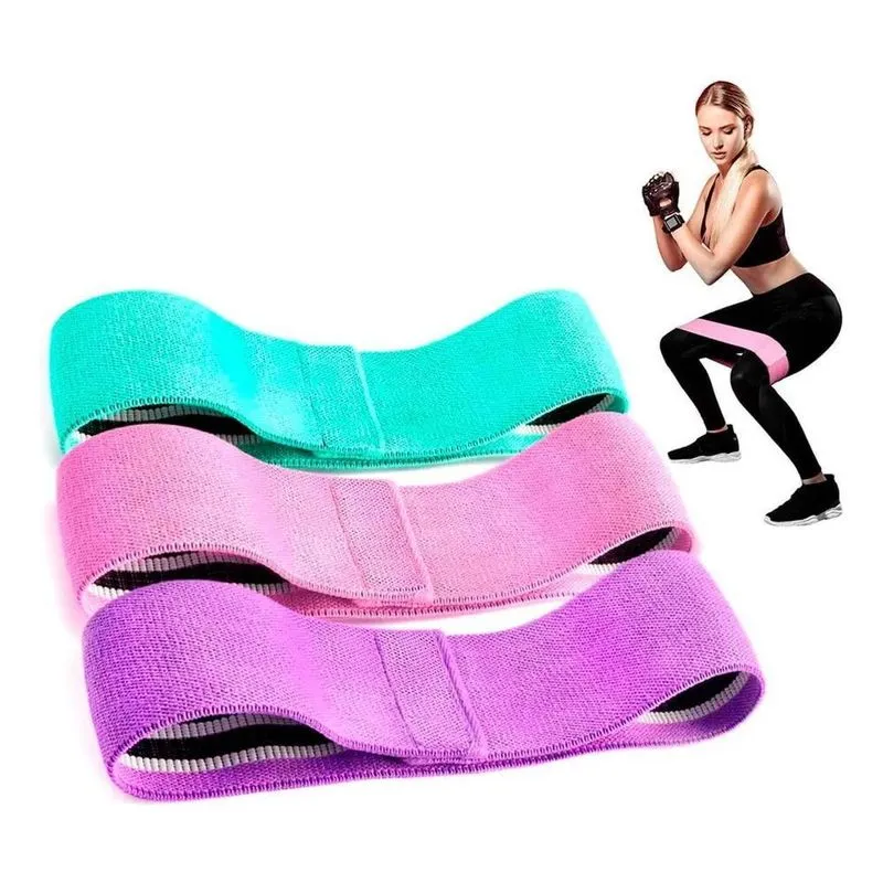 3x Kit 3 Faixa Elástica Hip Mini Band Exercicio Treino Acade