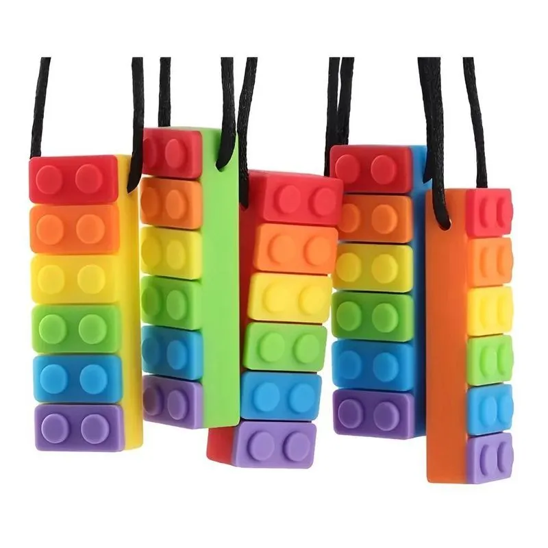 Colar Mordedor Sensorial Silicone Autismo Ansiedade Bloco Co