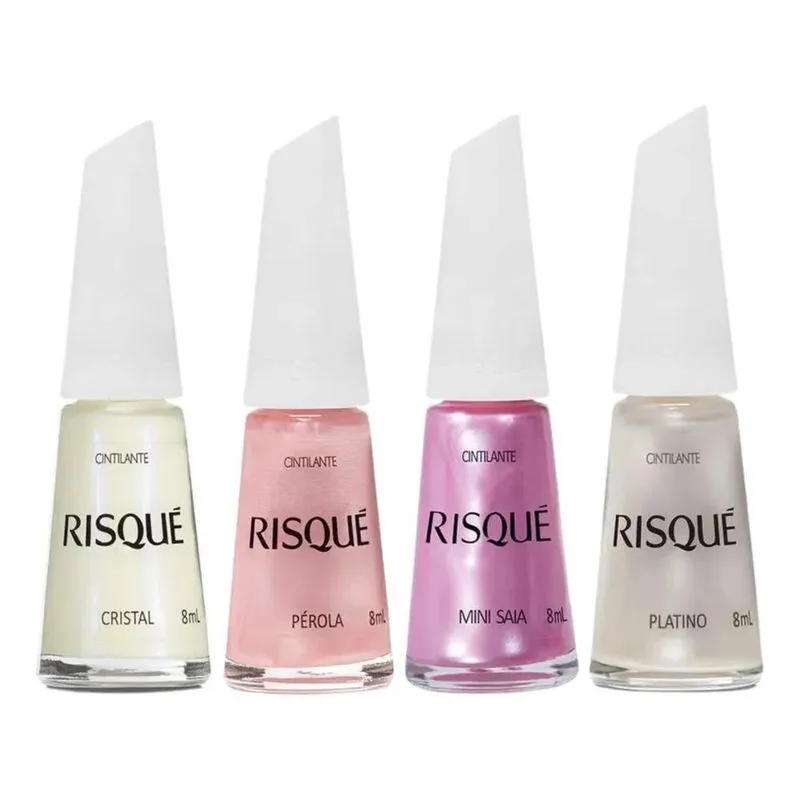 3x Kit Esmaltes Risqué Coleção Cintilante Perolado 8ml