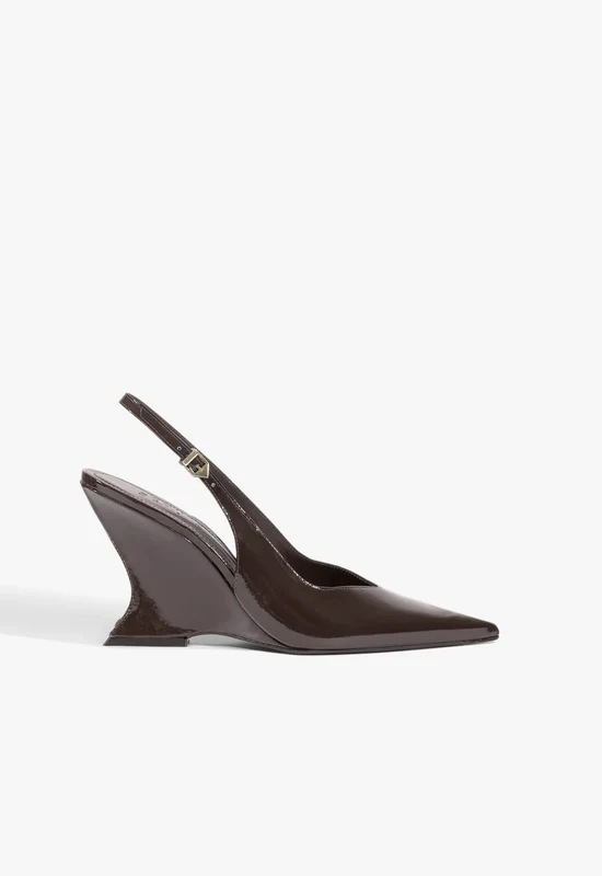 Siena Buckle Patent Leather Pump 6.5 / Dark Brown / Patent