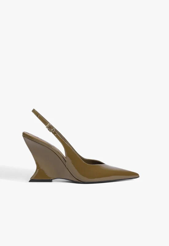 Siena Buckle Patent Leather Pump 6.5 / Dried Olive / Patent