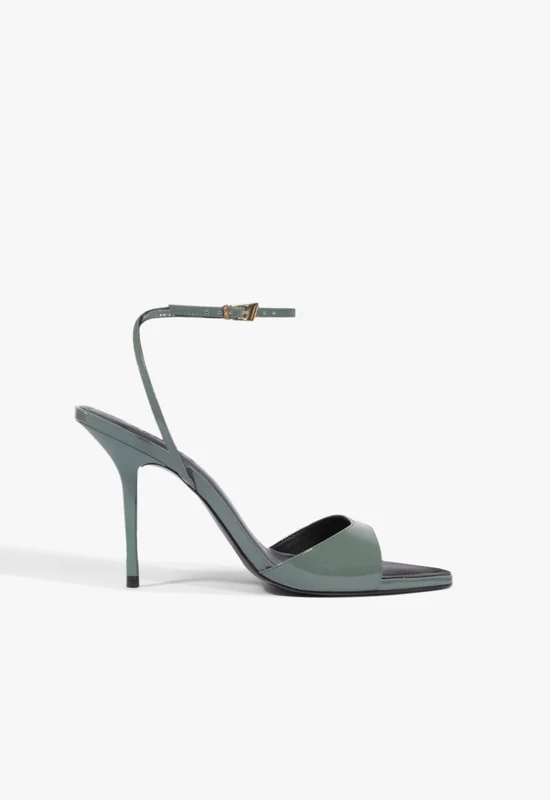 Elodie Buckle Patent Leather Sandal 6.5 / Myrtle Green / Patent