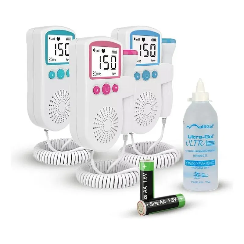 Aparelho Portátil Ouvir Coração Batimento Bebe + Gel + Pilha