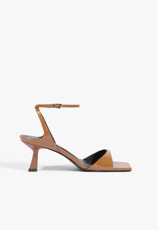 Ciara Mid Patent Leather Sandal 6.5 / Warm Toffee / Patent