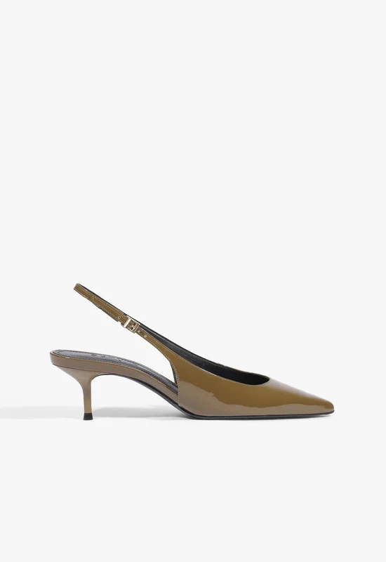 Paola Mid Patent Leather Pump 6.5 / Dried Olive / Patent