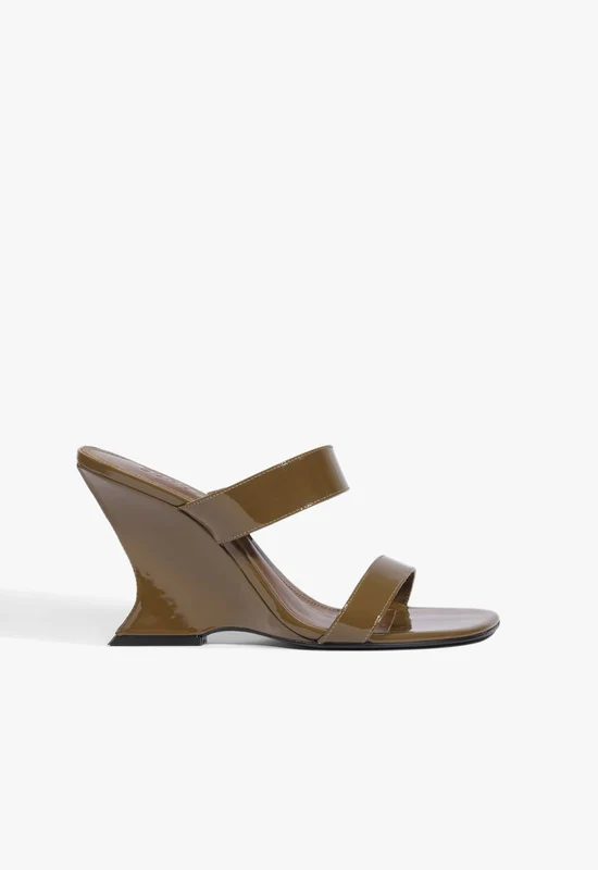 Siena Mule Patent Leather Sandal 6.5 / Dried Olive / Patent