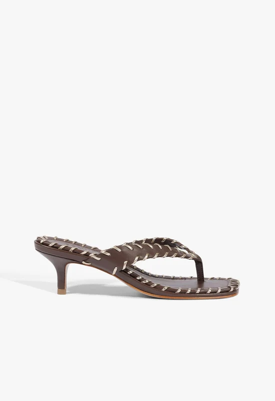 Nayra Leather Thong Sandal 7 / Chestnut Brown / Leather