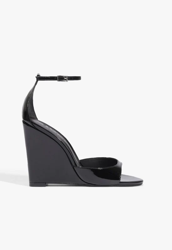 Scarlett Wedge Patent Leather Sandal 10 / Black / Patent