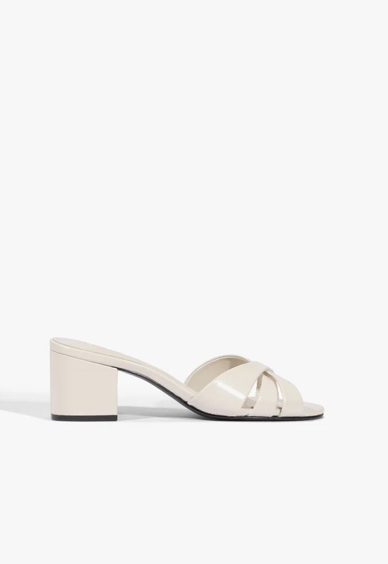 Keefa Block Mule Leather Sandal 7.5 / Sugar White / Leather