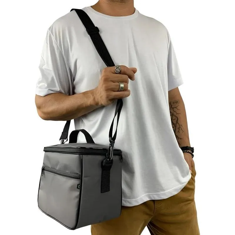 Bolsa Nécessaire Térmica Feminina Masculina Piquenique Cinza