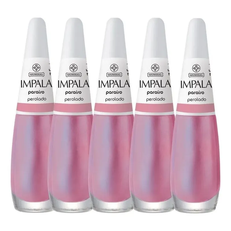 5x Kit 5 Esmaltes Impala Paraiso Perolado Cintilante