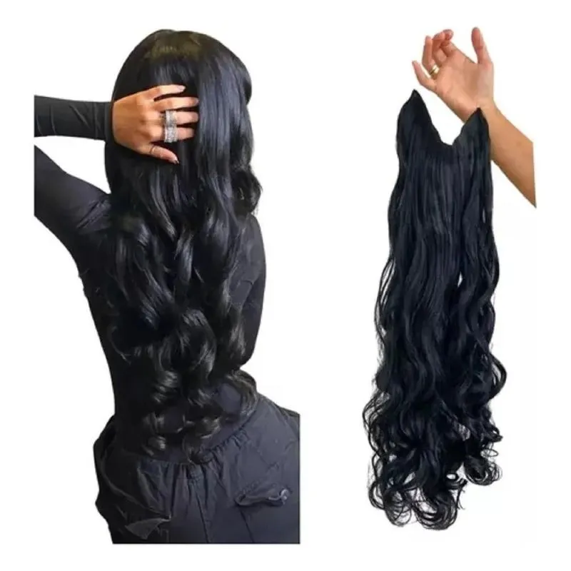 5x Aplique Cabelo Bio Humano Fio Invisível Ondulado 70cm 150