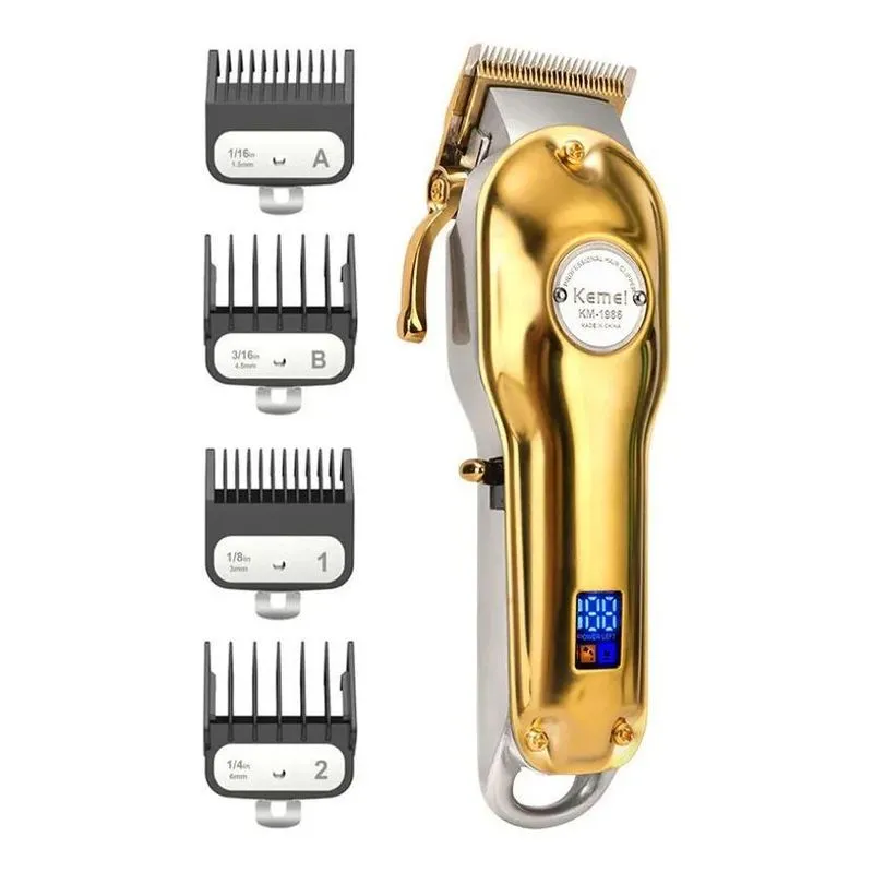 10x Máquina Kemei Cortar Cabelo Profissional Em Metal Com V