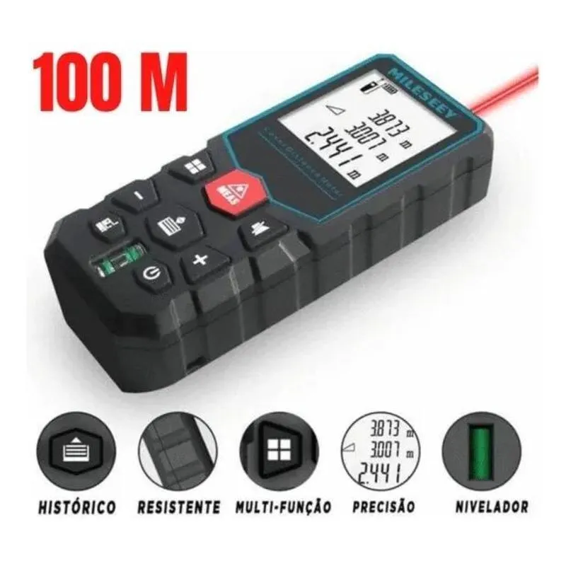Trena Laser Mileseey X5 100m Cálculo Área/volume