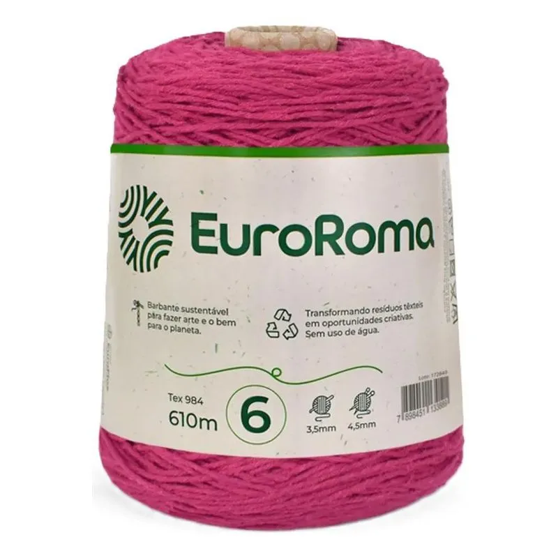 Barbante Euroroma 600g Fio Numero 6 Colorido Escol Rosa Pin