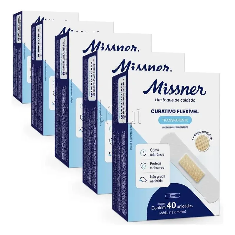 3x Curativo Tipo Band-aid Flexível Transparente Missner 200