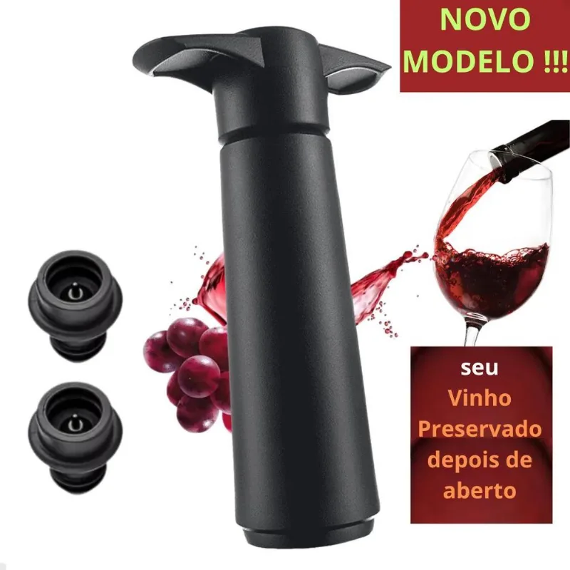 3x Kit Bomba A Vácuo Para Vinho Com 2 Rolhas Tampa Garrafa I