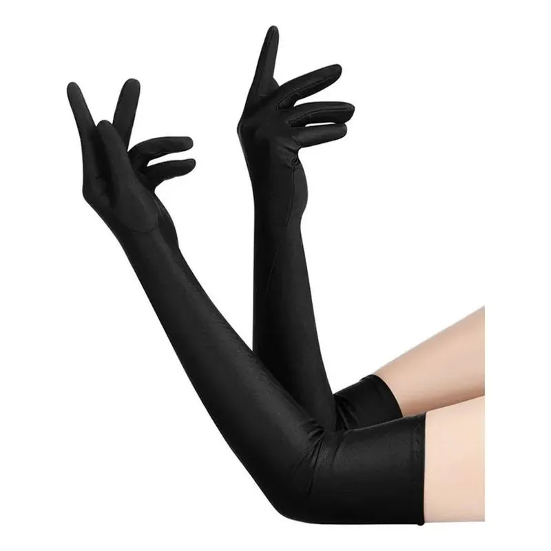 Luva Lycra Extra Longa: Festa, Cosplay, Casamento, D - Preta