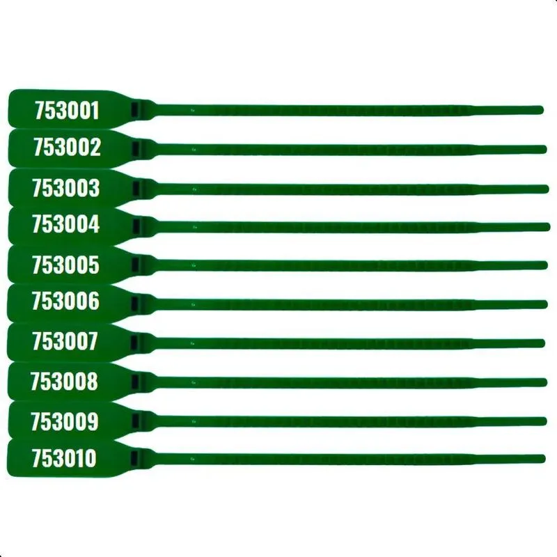 100 Lacre Para Malote Numerado 23 Cm Verde Segurança Viagem