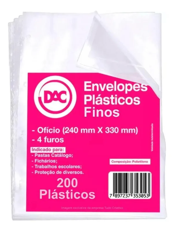 2x Saquinho Plástico A4 Ofício Fino 0.06 Mm - 4 Furos 200 Un