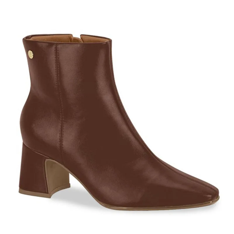 Bota Feminina Vizzano Cano Curto Salto Bloco Café 40