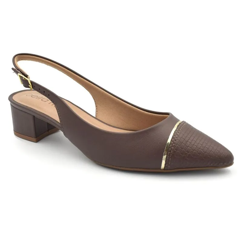 Scarpin Slingback com Salto Bloco Beira Rio Marrom 4182.237.31081 36