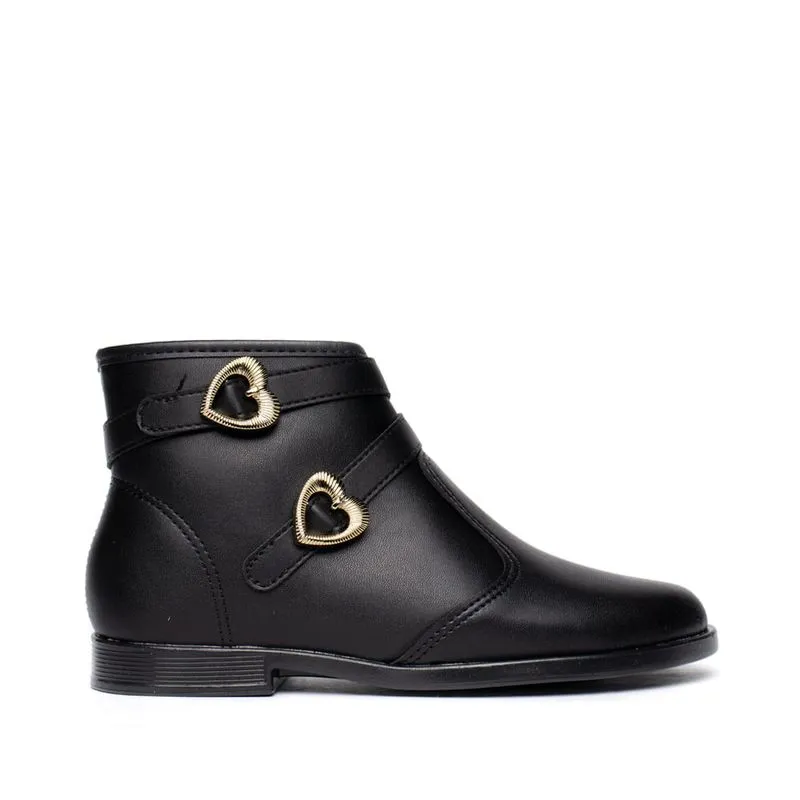 Bota Infantil Molekinha Cano Médio Corações Preto/Dourado - 27