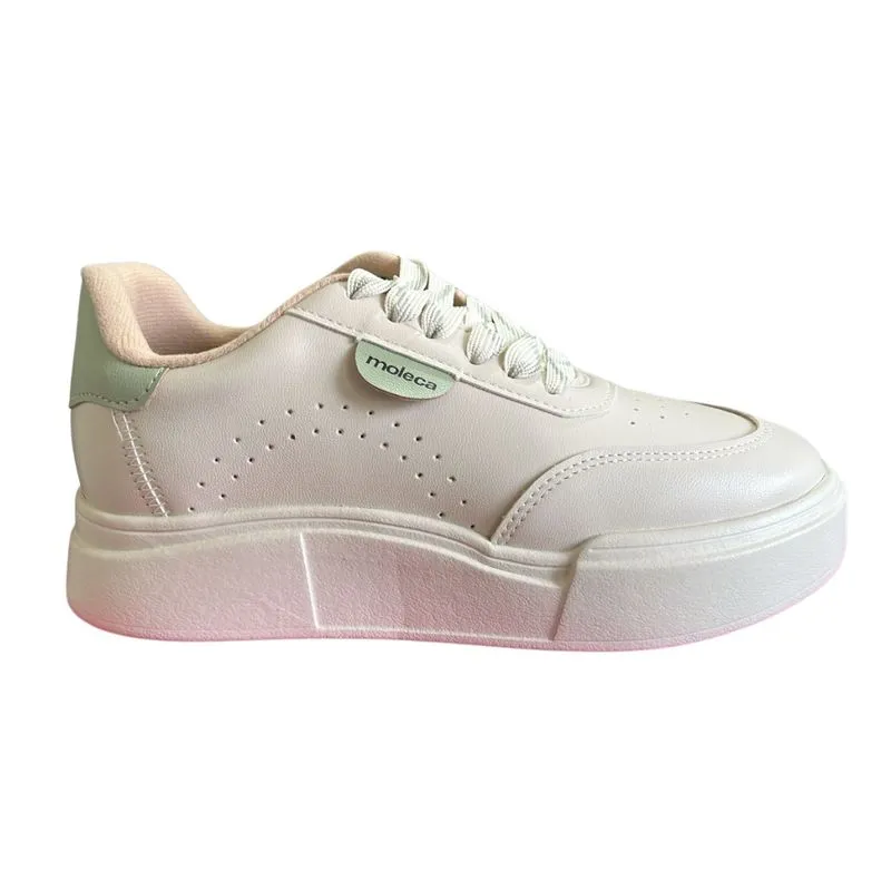 Tênis Feminino Moleca Napa Turim 36 / BRANCO OFF/VERDE