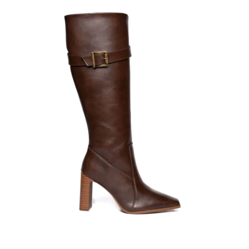 Bota Feminina Vizzano Cano Longo com Fivela Marrom - 35