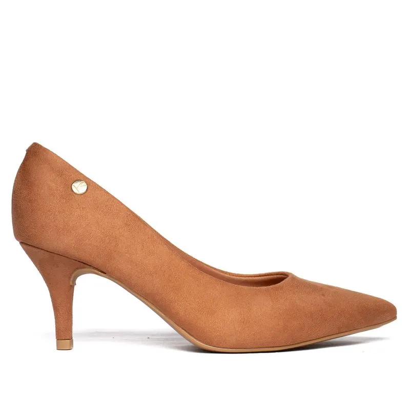 Scarpin Feminino Vizzano Camurça Salto Fino Caramelo - 39