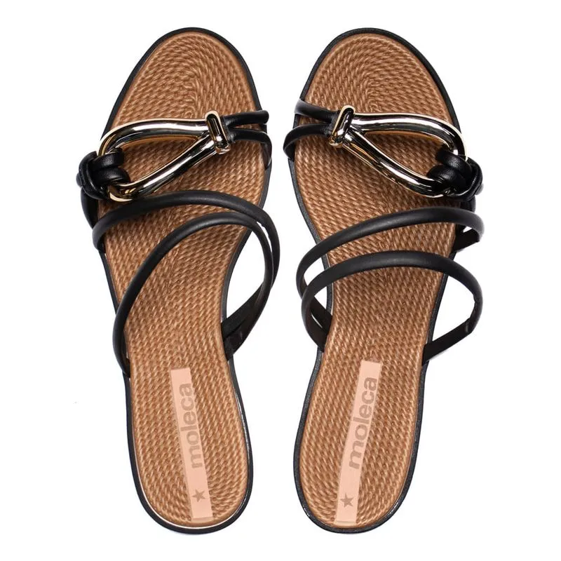 Rasteira Feminina Moleca Napa Texturizado Preto - 37